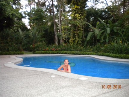 Post - Manuel Antonio, our hotel pool Elissa relaxing in the hotel pool