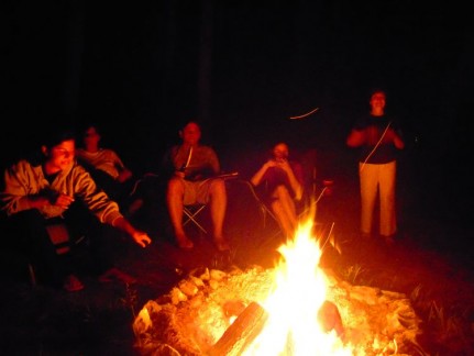 DSCN1333 Smoares and Irish Car Bombs around the campfire...