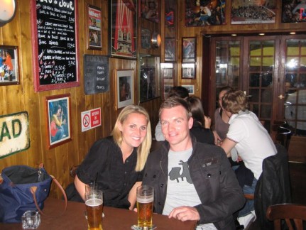 Nick and Liss in Wayne's Bar Nick and Liss enjoying a drink in Wayne's bar. Liss is not drinking the beer by the way...