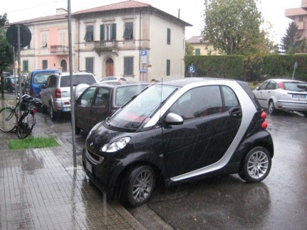 Parking the smart car the way it was designed...
