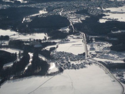 Looking out at Salzburg from our flight Looking out at Salzburg from our flight