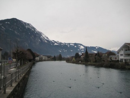 The town of Interlaken is separated by these small rivers