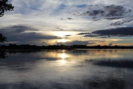 Sunset over Kavango River The sunset over the Kavango River.