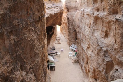 The Bedouin people serve tea to visitors of Little Petra...