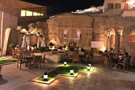 This fabulous bar sits at the entrance of Petra's Ancient City. The bar is built into the rocks and there is a hotel next door. After our walk through Petra, a small band was entertaining guests and you could enjoy another spectacular view of Petra...